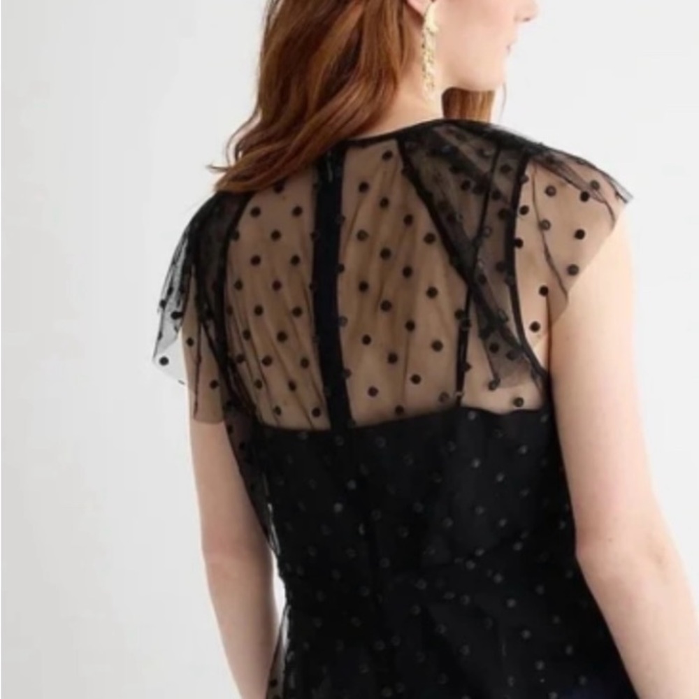 J. Crew Black Sheer Polka Dot Blouse - Picture 2 of 10